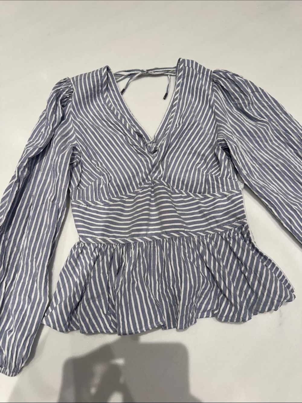 White House Black Market Blue & White Striped Shirt